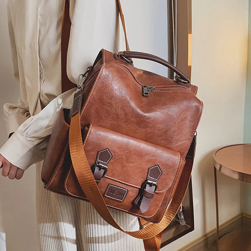 Mochila de Couro Feminina Modelo Vintage